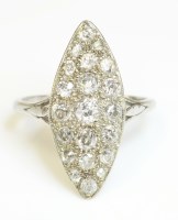 Lot 409 - A marquise shaped diamond cluster ring