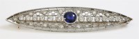 Lot 347 - A sapphire and diamond bar brooch