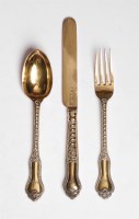 Lot 208 - A Victorian silver gilt napier pattern christening set