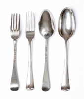 Lot 35 - A collection of seven Dutch silver hanoverian pattern table spoons and five matching table forks