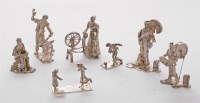 Lot 221 - Seven modern silver figural menu holders