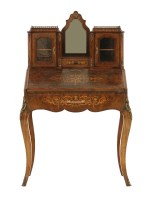 Lot 485 - A Victorian walnut and inlaid bureau du dame