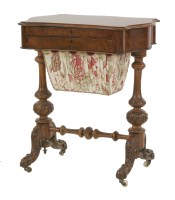 Lot 494 - A Victorian burr walnut work table