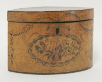 Lot 127 - A George III elliptical single compartment satinwood tea caddy