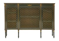 Lot 386 - An ebonised breakfront cabinet