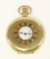 Lot 385 - A 9ct gold Swiss half Hunter watch