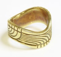 Lot 452 - An 18ct gold wavy edge band ring by Clare Street
