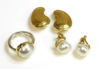 Lot 456 - A pair of 18ct gold earrings by Clare Street