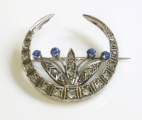 Lot 349 - A late Victorian sapphire and diamond closed crescent brooch