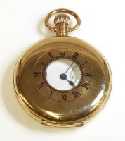 Lot 380 - A 9ct gold half hunter pocket watch