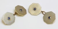 Lot 415 - A pair of Art Deco synthetic sapphire chain-link cufflinks