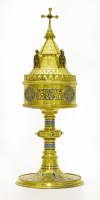 Lot 144 - A Gothic Revival enamelled gilt metal ciborium