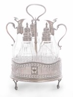 Lot 145 - A George III five bottle silver cruet set