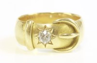 Lot 390 - A Victorian 18ct gold diamond set buckle ring