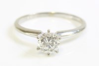 Lot 590 - An American white gold single stone diamond ring