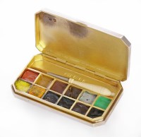 Lot 216 - A miniature silver artist's watercolour box