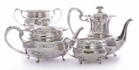 Lot 160 - A silver four-piece teaset
