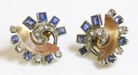 Lot 432 - A pair of sapphire and white sapphire earrings