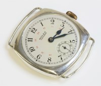 Lot 535 - A gentleman's sterling silver Rolex Unicorn mechanical strap watch