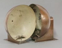Lot 580 - A pair of Art Deco copper wall lights