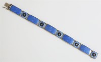 Lot 36 - A Norwegian silver enamel plaque bracelet
