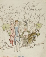 Lot 343 - Harold Hope Read (1881-1959)
LADIES IN A PARK WITH TWO OLD MEN 
Pen