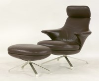 Lot 654 - A B&B Italia Maxalto 'Radar' brown leather armchair and stool