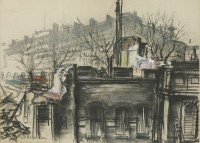Lot 390 - Olga Lehmann (1912-2001)
'LUXBOROUGH LODGE DEMOLITION' 
Signed and inscribed with title l.l.