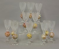 Lot 173 - Twelve Jonathan Harris Isle of Wight glass goblets