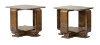 Lot 592 - A pair of Art Deco walnut and rosewood tables