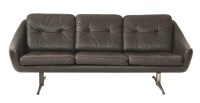 Lot 624 - A brown leather three-seater settee