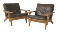 Lot 688 - A pair of oak armchairs