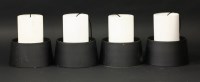 Lot 765 - A set of four black and white cylindrical shades