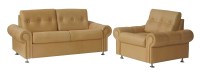 Lot 770 - A two-seater light tan leather settee