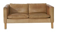 Lot 780 - A tan leather two-seater settee