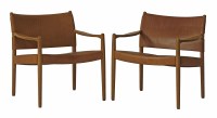 Lot 820 - A pair of oak armchairs