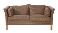 Lot 822 - A chocolate brown two-seater settee