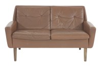 Lot 630 - A Danish two-seater brown leather settee