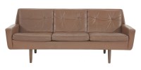 Lot 640 - A Danish brown leather three-seater settee