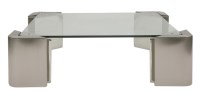 Lot 722 - A polished steel and glass coffee table