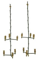 Lot 488 - A pair of tall French Art Deco and brass-mounted palm tree hanging lights
