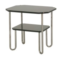 Lot 497 - A two-tier chrome and glass occasional table