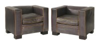 Lot 632 - A pair of leather club armchairs