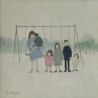 Lot 384 - Janet Ledger (b.1934)
'FAMILY LINEUP' 
Signed l.l.