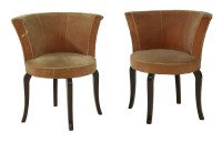 Lot 487 - A pair of velvet upholstered cocktail chairs