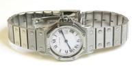 Lot 615 - A stainless steel mid size Cartier octagonal Santus automatic bracelet watch