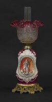 Lot 272 - A Victorian porcelain oil lamp