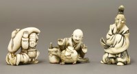Lot 465 - Three ivory Netsukes