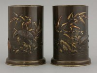 Lot 435 - A pair of mixed-metal Brush Pots