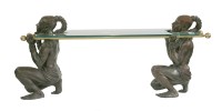 Lot 505 - A contemporary bronze and plate glass table